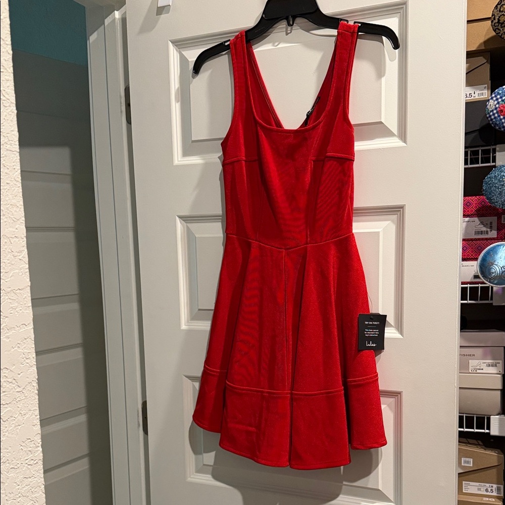 Lulu's Red Sleeveless Fit-and-Flare Mini Dress